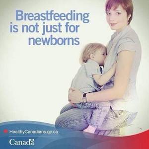 breastfeeding in the 50s - breastfeeding is not just for newborns. Canadian Government Health Poster.  Yes!
