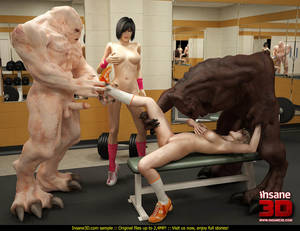3d cartoon xxx gym - White and brown 3D orcs pounding hard blond and brunette babes in the gym -  CartoonTube.XXX
