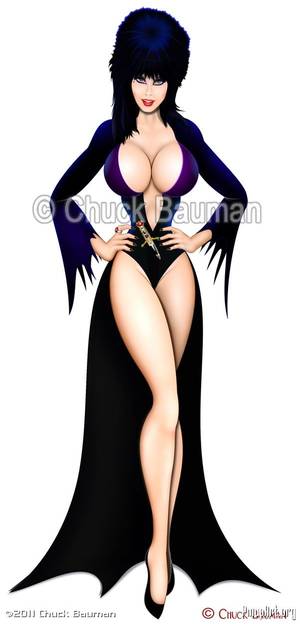 Black Sexy Female Cartoons Characters - Pinup Art by Chuck Bauman: Elvira Super Sexy Standee Pinup