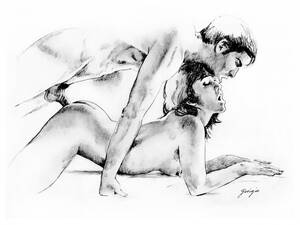 Anal Sex Drawings - Erotic Anal Sex Art Drawings