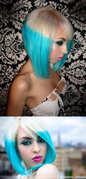 Hair Dye Porn - Raquel Reed - teal and white hair - Interesting color layout