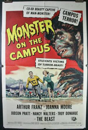 1950 Retro Porn Movies Monster - MONSTER ON THE CAMPUS, Original Teenage Monster Art Reynold Brown 50s scifi  Movie Poster For Sale - Original Vintage Movie Posters