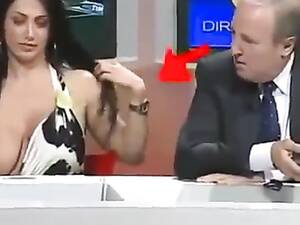 Italian Porn Tits - Famous Italian TV host with large boobs desperately tries to keep them in  her dress | voyeurstyle.com