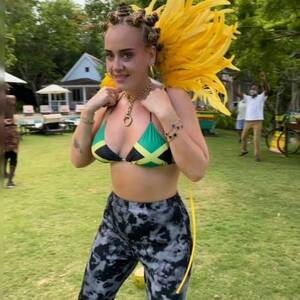 Adele Nude Porn - Adele Shows Off Weight Loss in a Jamaican Flag Bikini Top: See Photo!