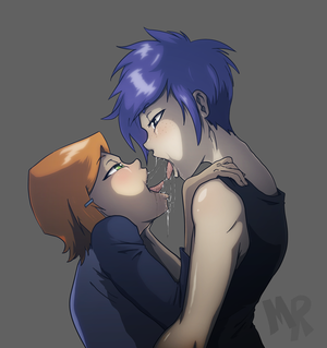 Ben 10 Porn Lesbian Crossover - Rule 34 - 2d 2girls ben 10 blue eyes blue hair cartoon network crossover ed  edd n eddy emo female female only freckles french kiss fully clothed ginger  green eyes gwen tennyson