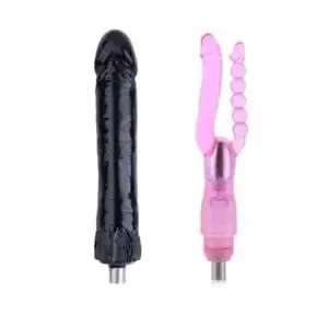 Double Headed Toy Sex - Sex Machine Attachment Big Black Dildo w Double head Dildo Vibrator  Masturbation | Pornhint