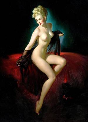 1940s porn calendar - Gil Elvgren - Vision of Beauty (Unveilling), 1947