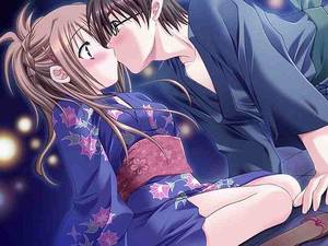 anime couple cg - Hehe, I think accidental kisses are cute, but I think all of ours are on  purpose.