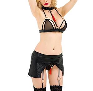 Black Leather Lingerie Porn - Hoared Porn Black Leather Lingerie Plus Size Boudoir Flirty Bra Set Women'S  Babydoll