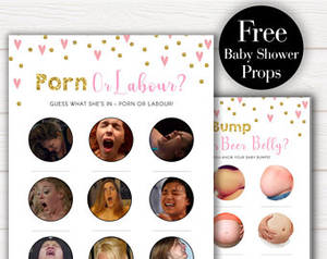 Nose Bump Porn - Twin Pack Pink 'Porn or Labour' &' Baby Bump or Beer Belly', Baby Shower  Games, Porn or Labor Game, Its a Girl, Pregnant or Beer Belly