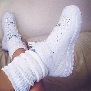 Leg Warmers In The Air Porn - Stay stylish with these all-white Nike Air Force 1 shoes