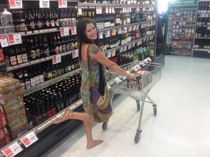 barefoot and naked in supermarket - Image