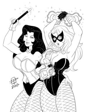 Black Canary And Zatanna Porn - pinupsushi:Naughty line art commission of Zatanna having a bit of magical  fun with Black Canary. Tumblr Porn