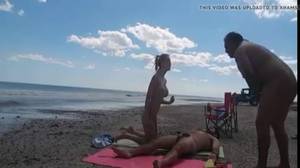 girls masturbating on beach - Nudist girl at the beach teasing naked men to masturbate on her