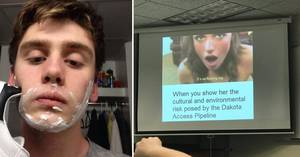College Porn Meme - This guy used a porn meme for a college presentation on DAPL and no one  knows