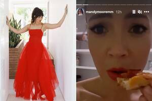 Denise Mandy Moore Porn - Mandy Moore eats pizza naked after Emmys 2021