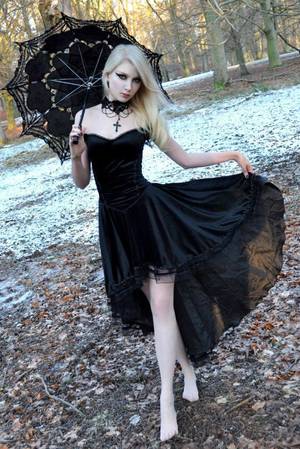goth teen boobs - NN Goth: Goth girl with parasol.