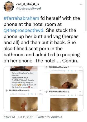 Farrah Abraham Porn Fucking - Yikes! Farrah has literally no shame, using a hotel telephone in her OF  vids. : r/TeenMomOGandTeenMom2