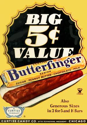 candy bar 30s porn - A single nickel was all it cost for a good sized Butterfinger chocolate bar  back in