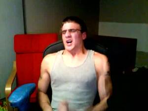 Glasses Stud Porn - Stud in Glasses Jerks and Cums on Cam in Bedroom - ThisVid.com