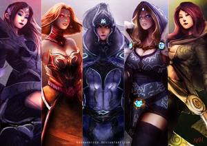 Dota 2 Mirana Sexy - Dota 2 Radiant Girls Mirana Princess of the Moon Lina Slayer Luna Moon  Rider Rylai Crystal Maiden Lyralei Windranger