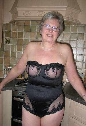 mature granny black nylons - Blonde in black.