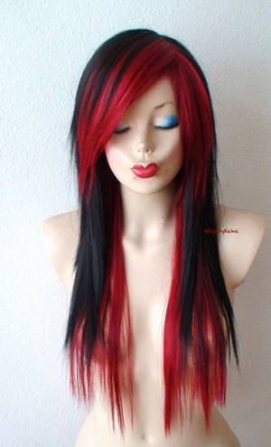 Emo Hair Porn - Black /Wine red Scene wig. Emo wig. Scene hair. Emo hair.