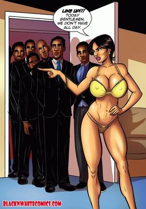 Black Women Cartoon Porn - Busty brunette lady boss fucking with her black employees