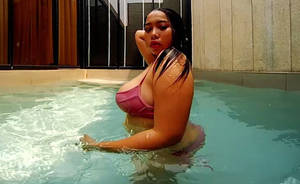 iphone chubby latina tits - Girl With Big Tits In The Pool - Asian BBW Solo Non-Nude