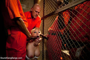 gang bang tit fuck - Sexy Blonde Prison Warden with Big Tits gets Gangbanged by Horny Inmates |  Kink.com