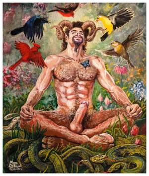 Greek Satyr Gay Porn - gay-erotic-art: â€œeroswolf: â€œ â€œPAN'S AWAKENINGâ€ by Marc DeBauch 2014 gouache  on paper This is my latest painting.