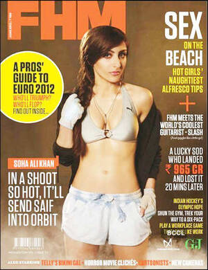 indian porn magazines girls - Bollywood actress Soha Ali Khan shows her scorching body for the latest  issue of 'FHM' magazine
