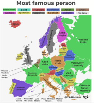 Albanian Porn Columbus - Most Famous Person in European Countries! : r/MapPorn