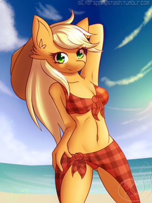 Anthro Beach Porn - silversponystash: anthro aj at the beach, Porn Photo Pics