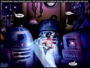 free droid porn - Rule 34 - 2000 a new hope astromech droid background black border border  breasts caption clothed clothed female clothing dark room dated dialogue  dress droid english text female gonk droid hair bun