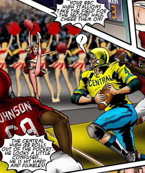 american football cartoon porn - Cartoon porn. That central high Quarterback comes out of the pocket. This  man looks a bit confused. He is hit hard and fumbles