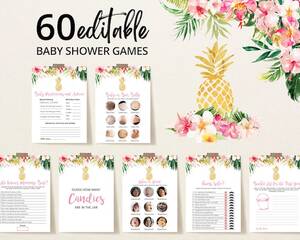 Ben 10 Porn Shower Diaper - Editable Pineapple Baby Shower Game Bundle Tropical Pineapple - Etsy
