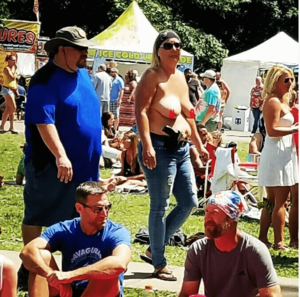 Big Tits At Nudist Colony - Topless and carrying at a Peace and Love Arts festival... pretty awful :  r/awfuleverything