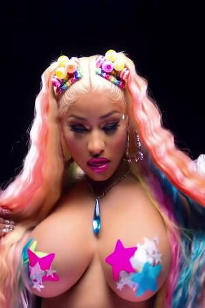 big boobs pasties - Nicki Minaj with star pasties on her huge bouncing breasts | xHamster