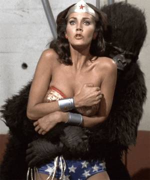 Lynda Carter Wonder Woman Hypnotized Porn - Lynda though and rightfully so. Anyway, I doubt we will ever see Gal trying  desperately to keep her boobs covered as she fights off a dude in a gorilla  .