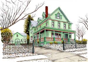 House Porn Drawings - This is my hand drawn illustration of a beautiful old house in Oil City |  Pennsylvania! I really enjoyed drawing the house with snow scenery! What do  you think about the result? :) :