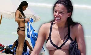 Michelle Rodriguez Porn - Michelle Rodriguez shows off her toned body in daring nude bikini while  enjoying a beer on the beach | Daily Mail Online