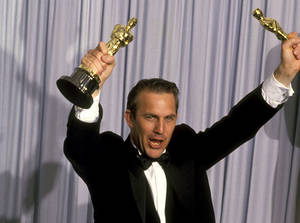 Kevin Costner Porn - Kevin Costner with two Dances With Wolves Oscars