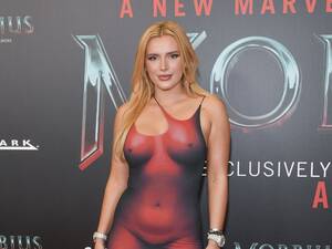 Bella Thorne Anal Blowjob - Bella Thorne Rocked A Red 'Naked' Dress at the 'Morbius' Premiere