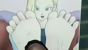 dbz lesbian foot porn - Android 18 (Dragon Ball Z) Feet Cum Tribute | xHamster
