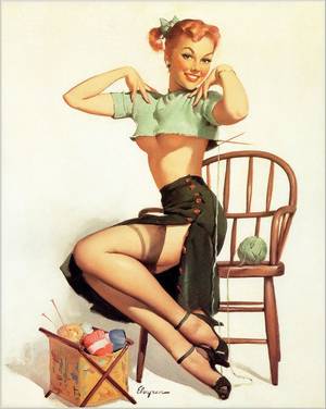 50s Pinup Sexy - Free US shipping Handprinted Cotton Art Reprodn Applique Vintage Sexy Pin-up  Girl Gil Elvgren