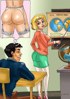 horny sexy cartoons - Horny dude fucking his sexy blonde teacher at - Cartoon Sex - Picture 1