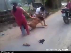 nude african bush bitch - In asia a couple beat a girl in street and naked her