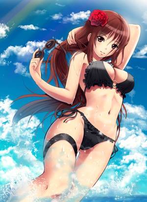 japanese anime swimsuit hentai - pin-up: black bikini sky (via moepic2.moe-ren.net
