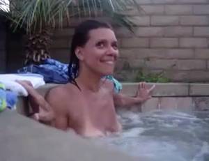 caught naked outdoor - Horny woman caught getting pleasure in the jacuzzi outdoor
